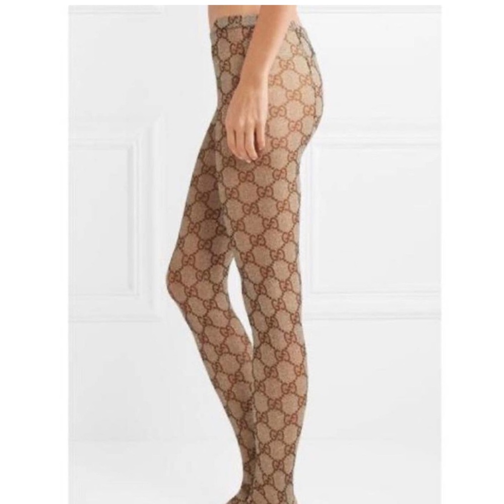 🆕😍❤️Gucci Beige/Brown GG Patterned Women's Tights Medium - Picture 14 of 16
